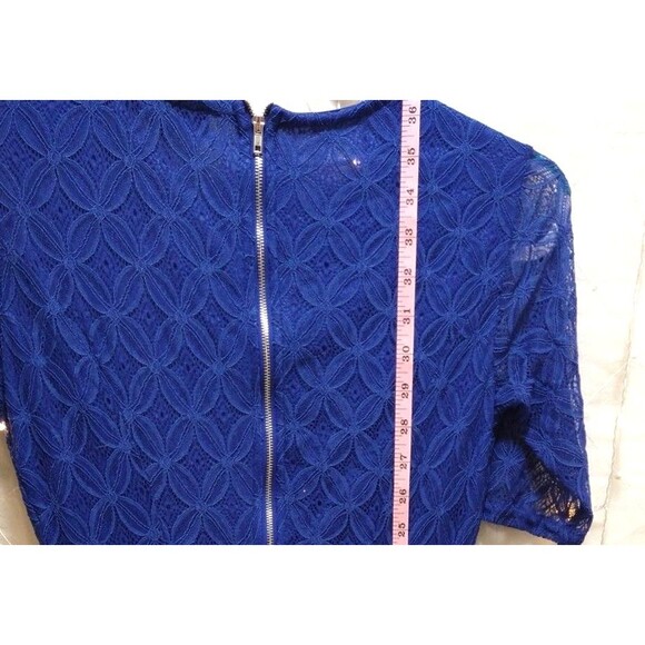 J Glee Women Small Dress Midi Short Fit Flare Vibrant Lace Overlay Semi Formal - Picture 7 of 7